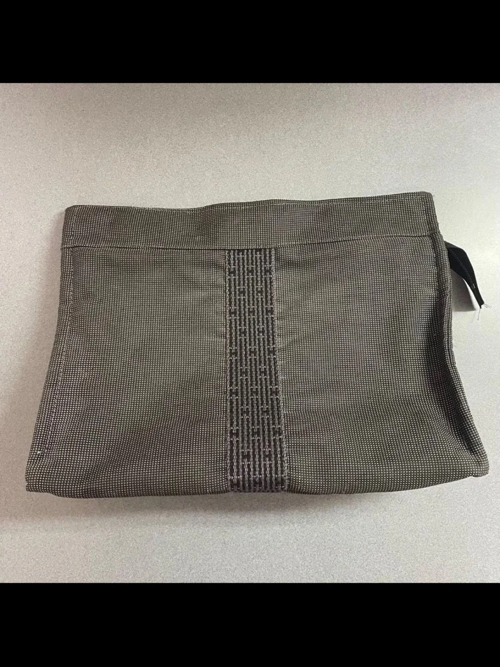 Hermes Charcoal Gray Flat Cosmetic Pouch